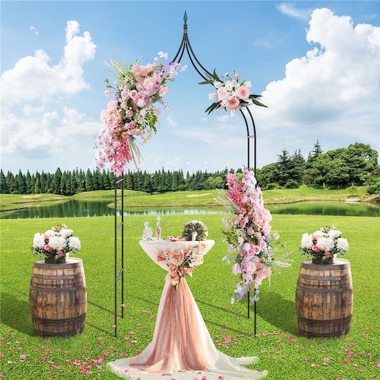 Costway 4.1ft. x 1.3ft. x 9.5ft. Garden Arbor with Multiple Side Crossbars Powder-Coated Metal Tubes